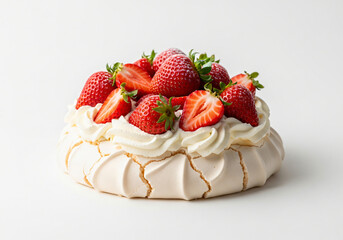 Classic Pavlova Cake with Strawberries
