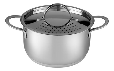 Stainless steel pot without logo with stainless steel lid and handles