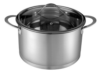 Stainless steel pot without logo with glass lid and handles