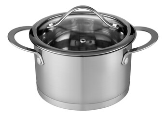Stainless steel pot without logo with glass lid and handles