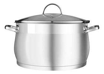 Stainless steel pot without logo with glass lid and handles