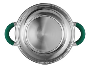 Stainless steel pot without logo, top view