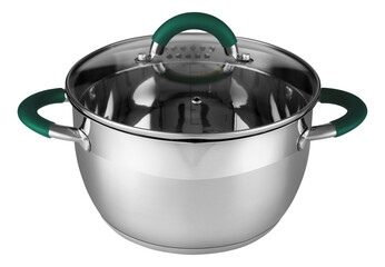 Stainless steel pot without logo with glass lid and handles