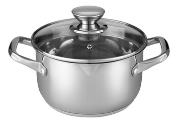 Stainless steel pot without logo with glass lid and handles