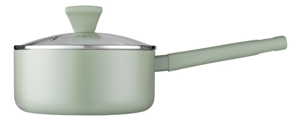 Elegant Mint Green Saucepan with Glass Lid and Long Handle
