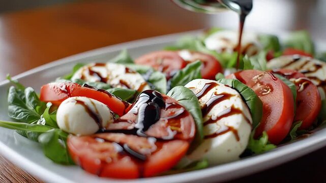 balsamic glaze on caprese salad