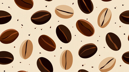 Obraz premium フラット調コーヒー豆の反復模様