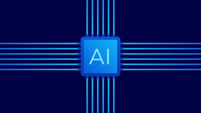 Artificial Intelligence CPU Chip Technology Background with Digital Data Lines