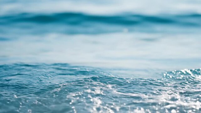 Close-up shot of a small wave in the ocean, creating a serene and calming scene.