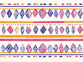 Colorful decorative border design with intricate patterns and vibrant stripes for creative projects and art applications