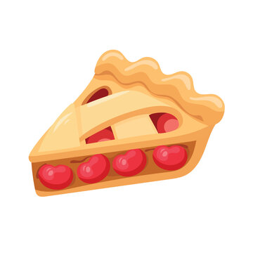 Cherry pie. Flat vector clipart, illustration with isolated background.