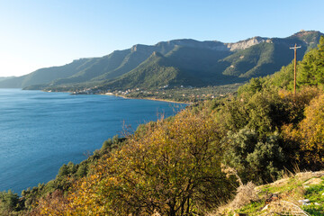 Fototapeta premium Landscape of coastline of Thassos island, Greece