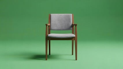 Minimalist wooden armchair with grey upholstery, perfect for modern home or office decor