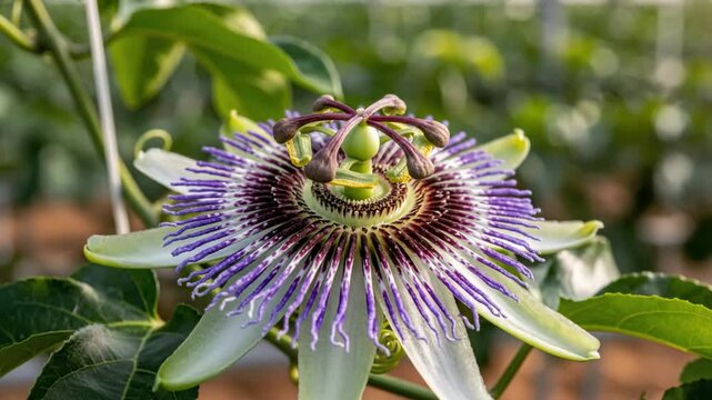 Time-lapse of a Passion Flower Blooming, Revealing Its Unique and Beautiful Appearance in Sunlight