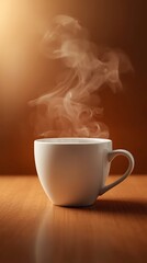 Fototapeta premium Generative AI Cozy Morning Coffee with Steam Rising Atmosphere