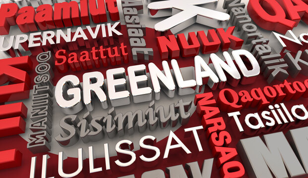 Greenland Cities National Country Capital Nuuk Names Words 3d Illustration