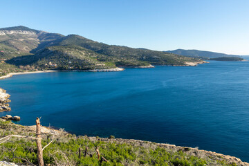 Landscape of coastline of Thassos island, Greece
