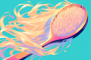 Obraz premium stylized hair being brushed illustration
