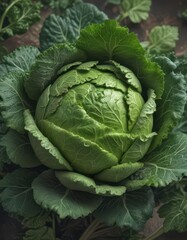 Fototapeta premium Close-up of isolated Brussels sprout with intricate leaf patterns and nuanced color gradations, brussels sprout, nature, foliage