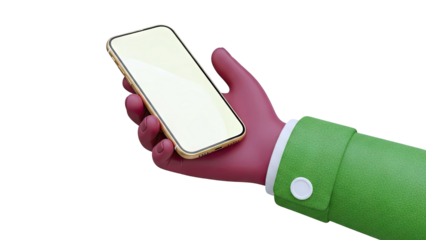 3D Render of a Hand Holding a Gold Smartphone