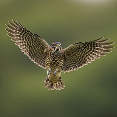 Fototapeta premium Hawk Owl in Flight - A Striking Display of Avian Agility.