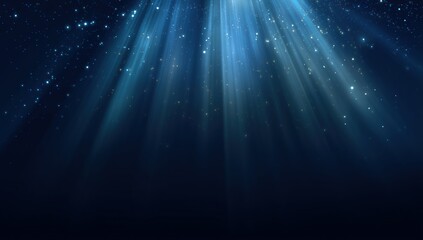 Fototapeta premium dark blue background with glowing light rays and sparkling stars Generative AI