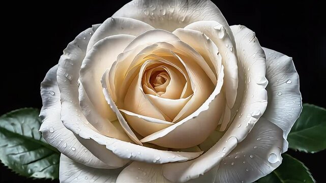 4K Time Lapse of white rose changes its color to red and dies. Experiment with flower, time-lapse. Timelapse of blooming and dying white flower isolated on black background.