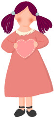 Girl Holding Heart Illustration