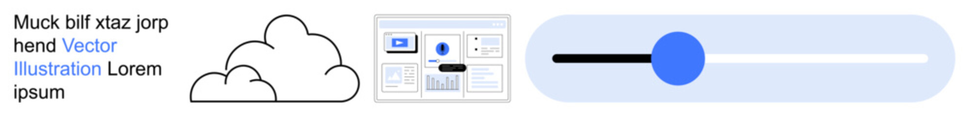 Cloud computing, web interfaces, digital services, user customization, data storage, networking. ion of a cloud, a webpage interface and a slider control. Cloud computing and web interfaces concept