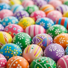Fototapeta premium Colorful Easter Eggs - A Vibrant Celebration of Spring and Tradition.