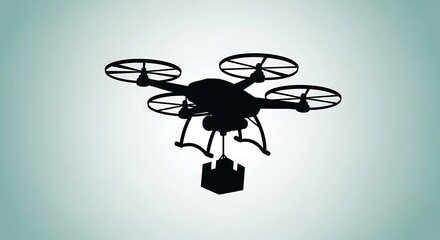 Drone Delivery Silhouette - Modern Technology and Package Transport.