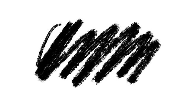 黒いクレヨンでぐちゃぐちゃの落書きをしたペイント素材。かすれた手書きのグランジイラストの4Kループアニメーション。