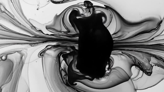 Abstract monochrome background with flowing ink patterns, creating a dynamic and artistic effect.
