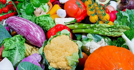 Vivid Farm Produce, Assorted Fresh Farm Vegetables Arranged On Rustic Surface For Seasonal Presentation