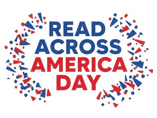 Read across america day celebration logo with confetti