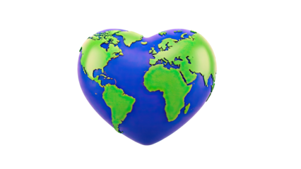 Heart-shaped Earth globe with continents