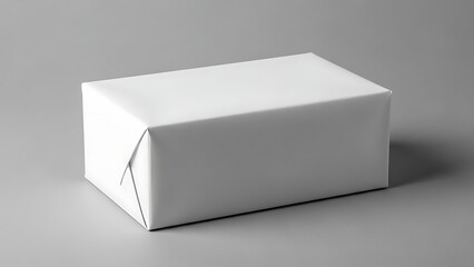 Fototapeta premium White rectangular package box on gray background Modern