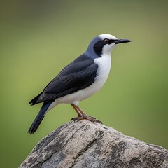 White-browed Robin-Chat Perched on Rock - A Serene Wildlife Portrait.