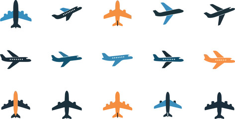 Fototapeta premium Multiple airplanes flying in formation against a white background from a bird's eye view
