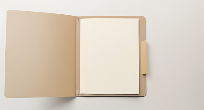 Open Manila Folder With Blank Paper Document and Copy Space