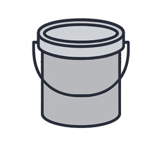 Gray Metal Bucket Illustration.