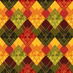 Autumnal Argyle Pattern - A Vibrant Tapestry of Fall Colors.