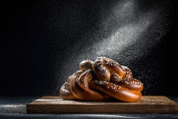 A braided bread masterpiece, dusted with powdered sugar