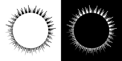 	
Dynamic abstract spiral sound wave rhythm lines. Circular spiral sound wave rhythm of lines. Circular futuristic abstract lines, black and white background.