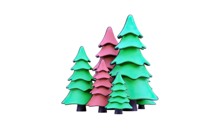 Stylized Christmas Trees in Green and Brown