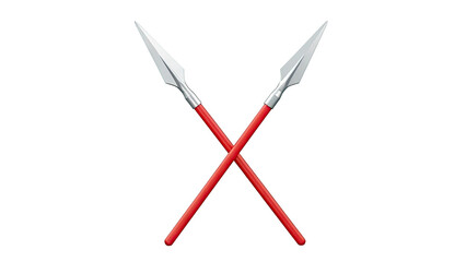 Two Crossed Spears with Red Shafts