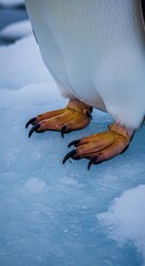 Penguin Feet on Ice - A Close-Up of Antarctic Wildlife.
