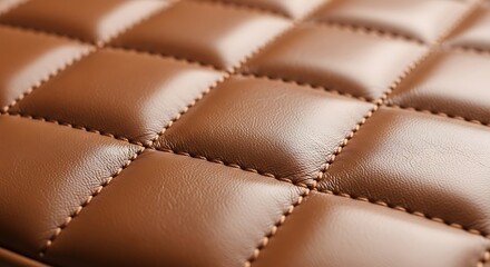 Obraz premium Close-Up of Quilted Brown Leather - A Luxurious and Textured Surface.