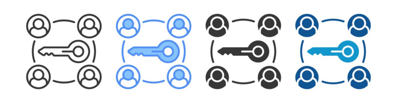 Public Key Icon Set Multiple Style Collection