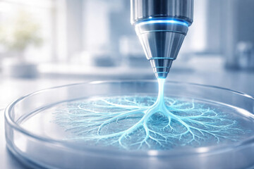 Innovative medical health research utilizes advanced technology to create intricate patterns in petri dish, showcasing future of science